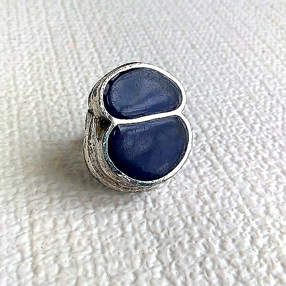 RARE HATTIE CARNEGIE Abstract Blue Inlay Adj. Ring - Picture 13 of 16